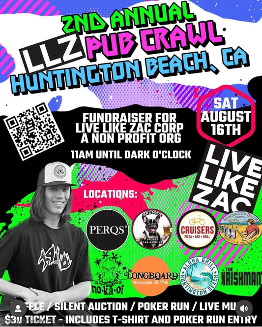 2nd Annual Live Like Zac Pub Crawl in Huntungon Beach, CA